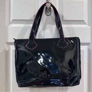 Stephanie Johnson For Saks Fifth Avenue Black Patent Leather Tote Purse Bag